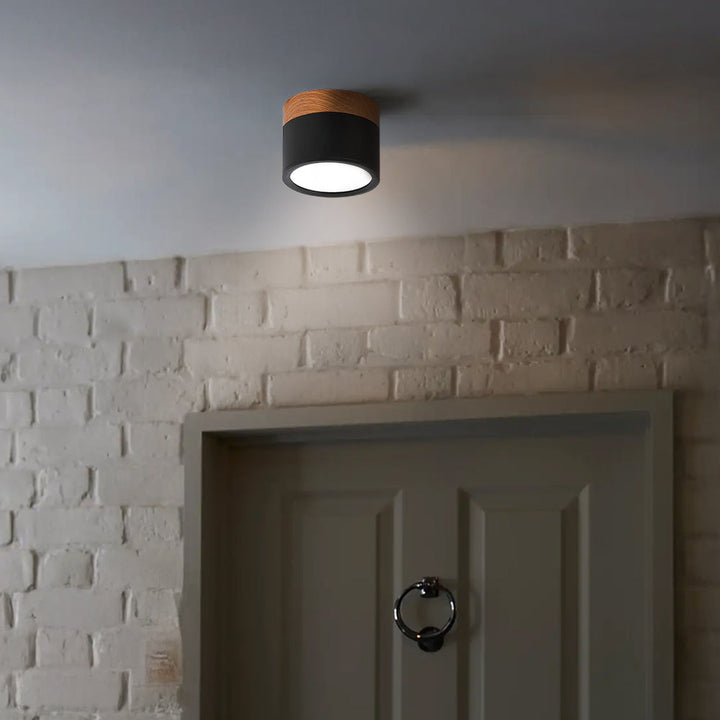 Iluminación LED interior, foco de techo moderno y cilíndrico para el hogar.