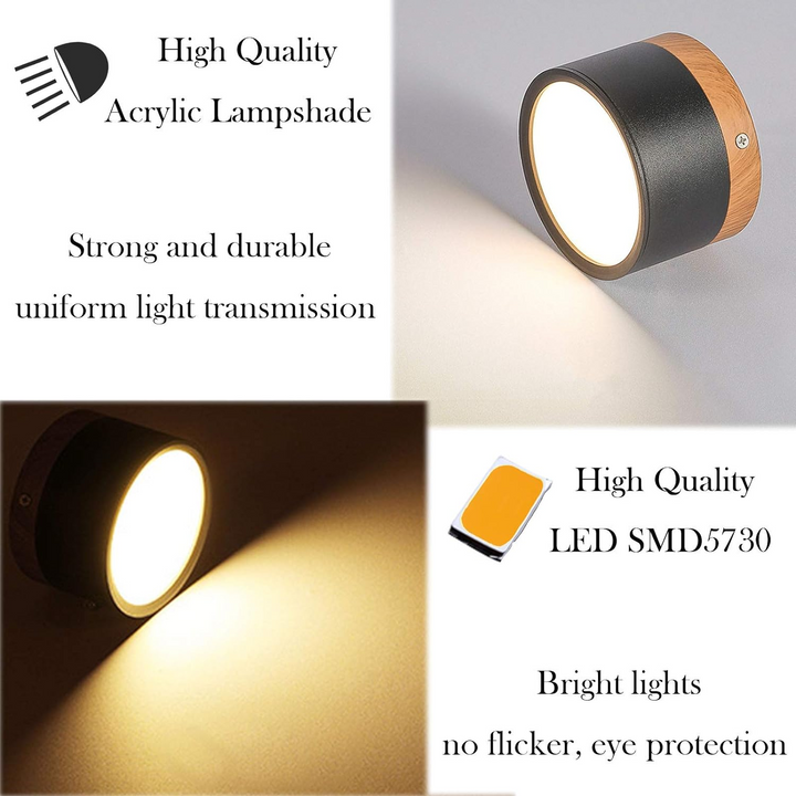 Foco de techo LED cilíndrico, montaje en superficie, luz blanca natural.