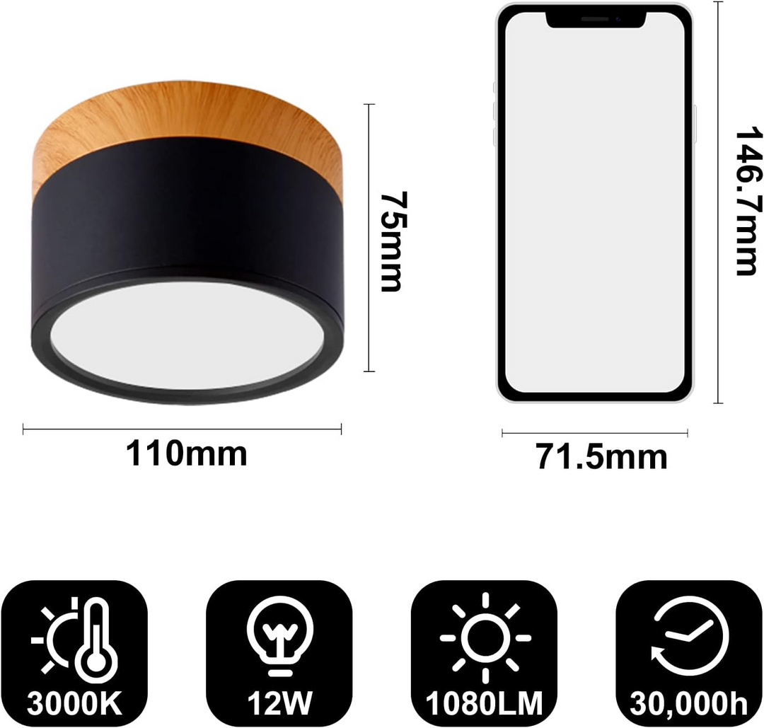 Iluminación LED de techo, foco cilíndrico, luz adaptable y regulable.
