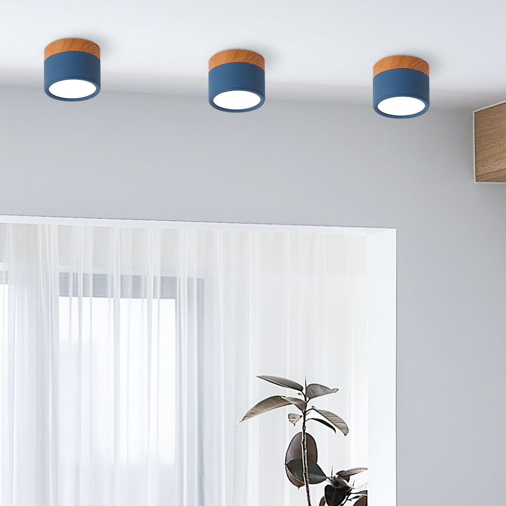 Luz LED de techo moderna, montaje en superficie, alta eficiencia energética.