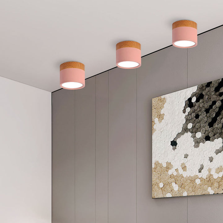 Luz de techo cilíndrica LED, montaje en superficie, luz fría potente.