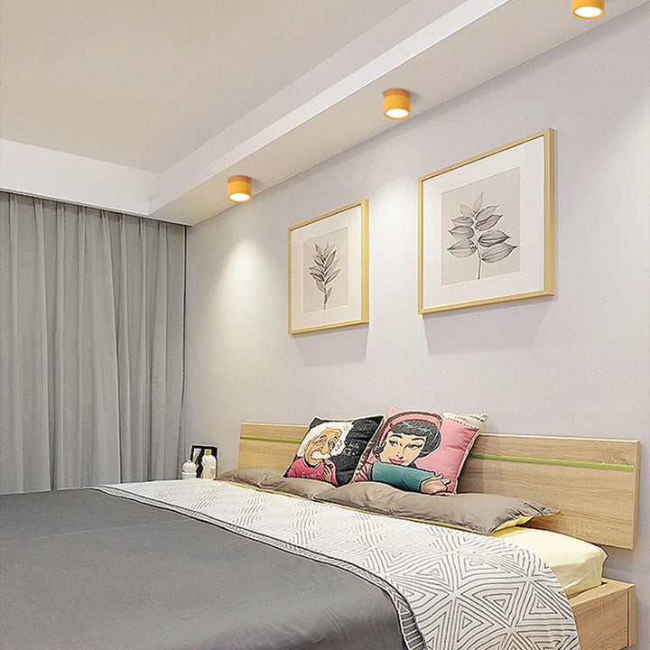 Iluminación LED de techo, foco cilíndrico, luz ambiental para relajación.