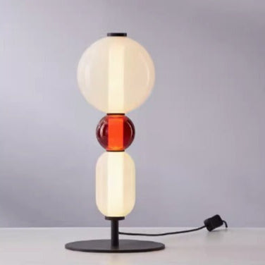 Decoración elegante: lámpara de mesa LED de diseño moderno, negro y bronce, regulable.