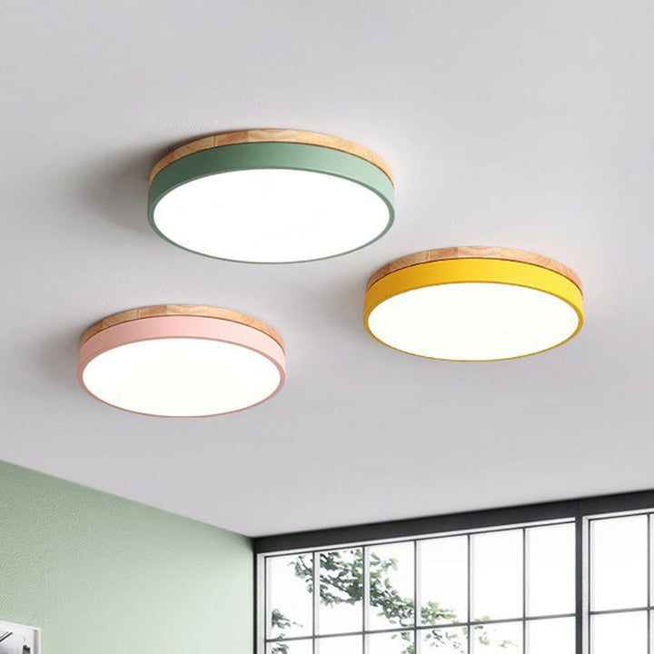 Lámpara de techo empotrada LED moderna, iluminación circular para interiores, estilo contemporáneo.