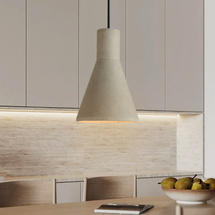 Iluminación interior: colgante de cemento moderno, estilo geométrico, perfecto para decoración de hogar.