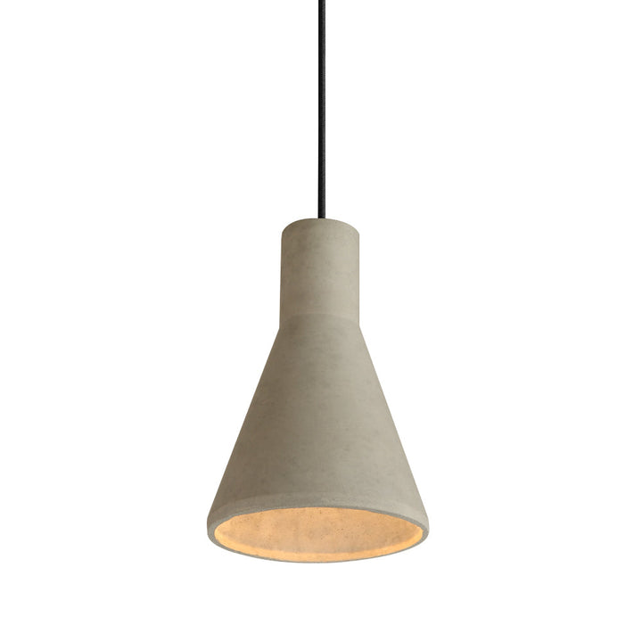 Iluminación moderna: colgante de cemento gris, diseño geométrico para techo, perfecto para hogar.