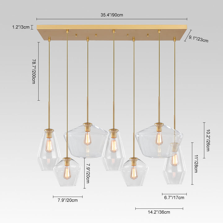 Iluminación moderna para el hogar: Lámpara colgante de 7 luces, diseño geométrico y estilo elegante para interiores.