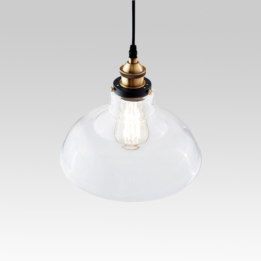 Lámpara de vidrio colgante para cocina o comedor, diseño industrial moderno y sofisticado.