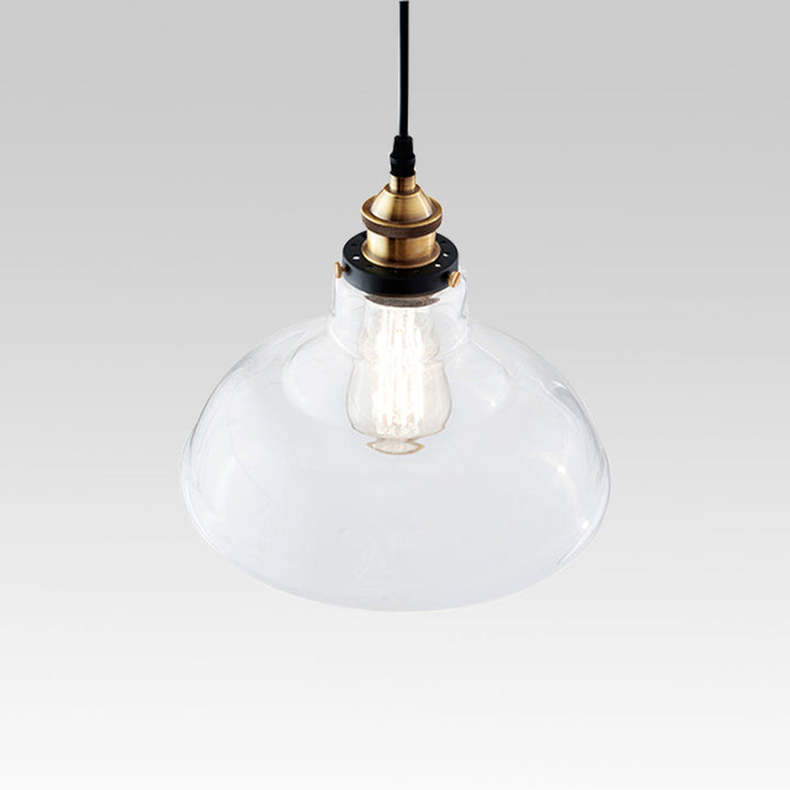Lámpara de vidrio colgante para cocina o comedor, diseño industrial moderno y sofisticado.