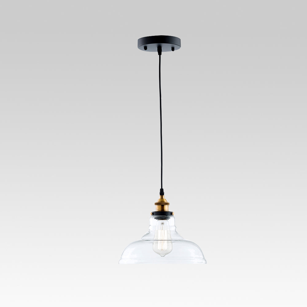 Lámpara colgante de cúpula de vidrio clara, estilo industrial, ideal para iluminación de techo.