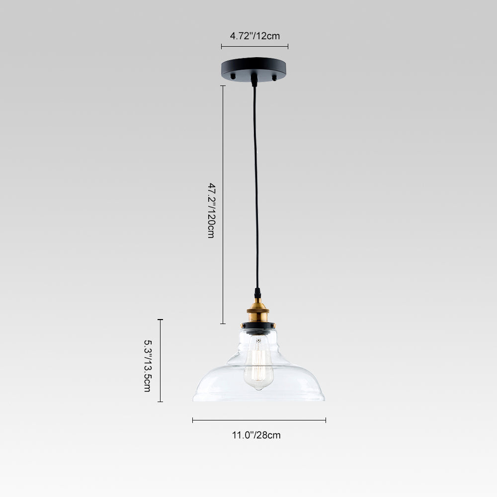 Iluminación industrial moderna, lámpara colgante de cúpula de vidrio transparente para techo.
