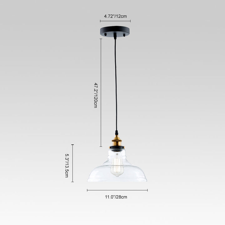Iluminación industrial moderna, lámpara colgante de cúpula de vidrio transparente para techo.