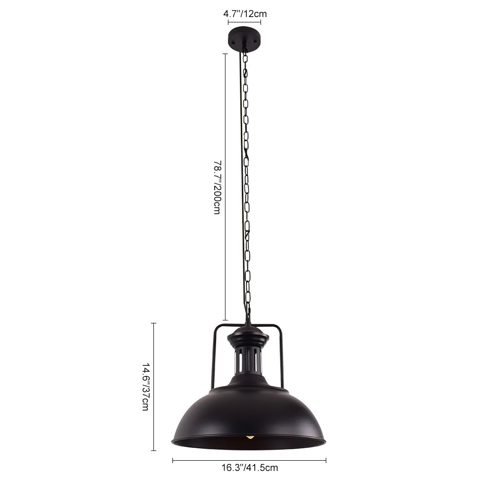 Iluminación colgante industrial moderna, domo negro para decoración de interiores.
