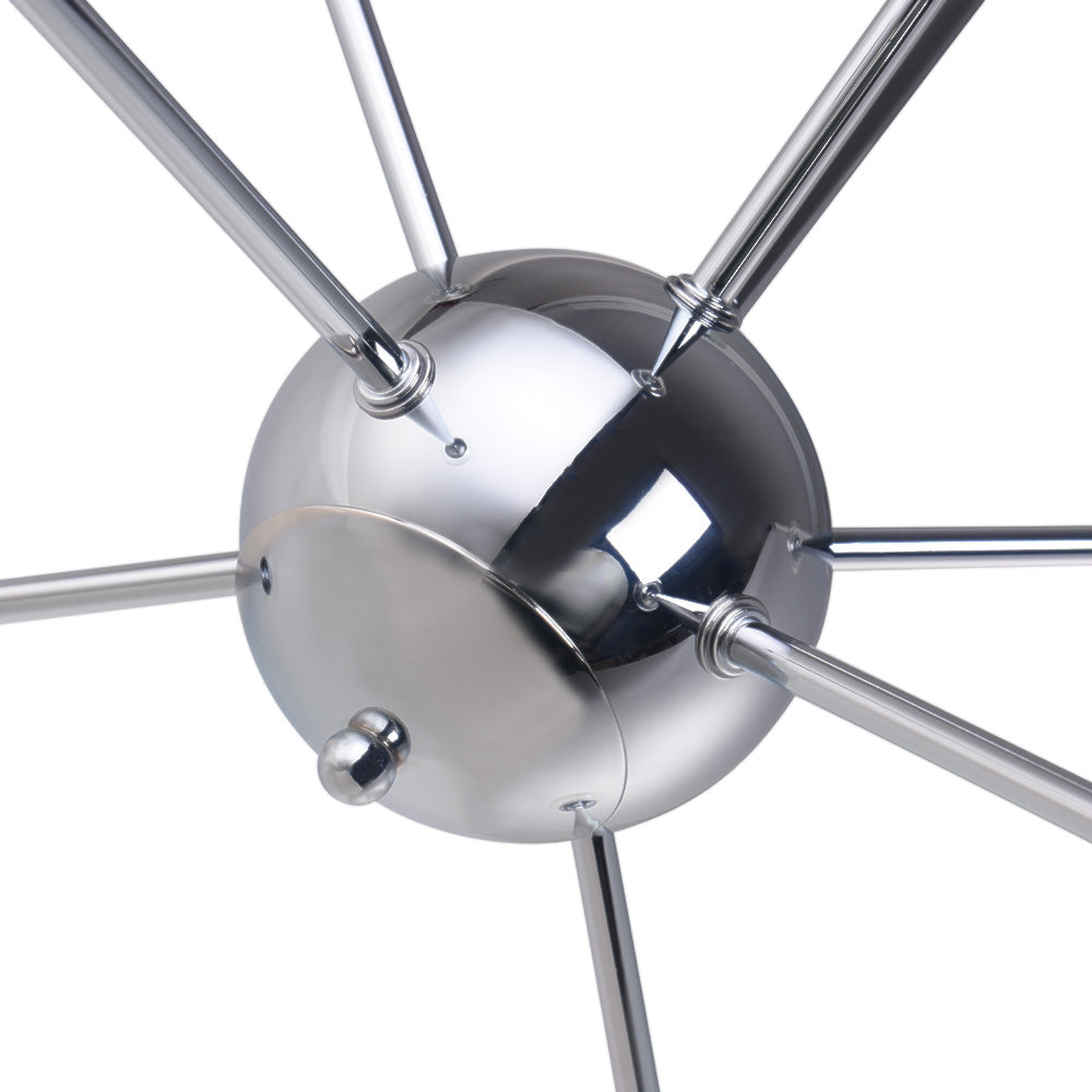 Iluminación moderna con candelabro Sputnik de 8 luces, diseño de medio siglo para el techo.