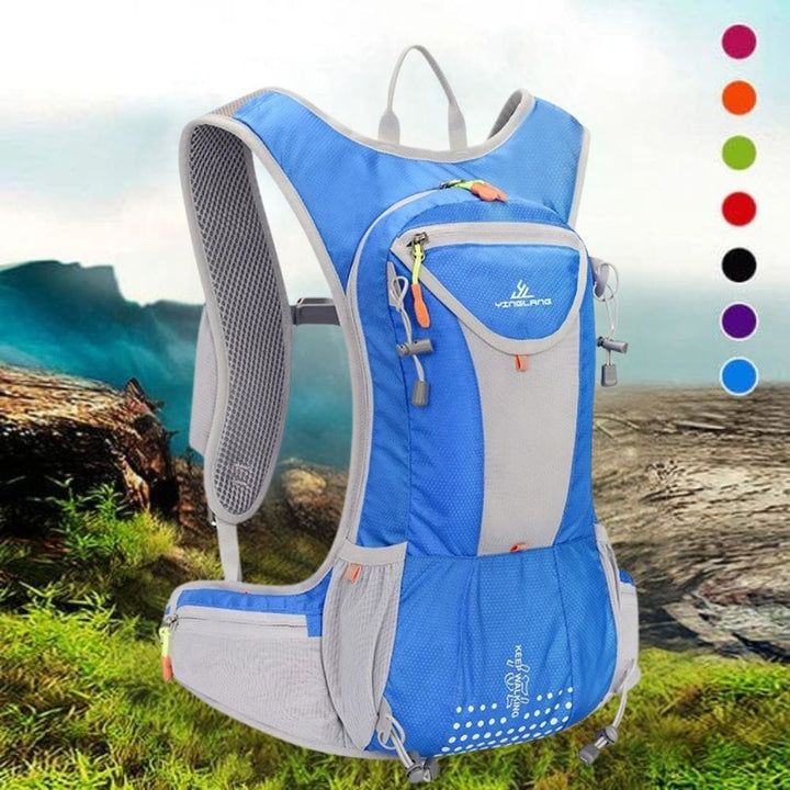 Mochila de ciclismo compacta e impermeable, óptima para llevar lo esencial en rutas y viajes.