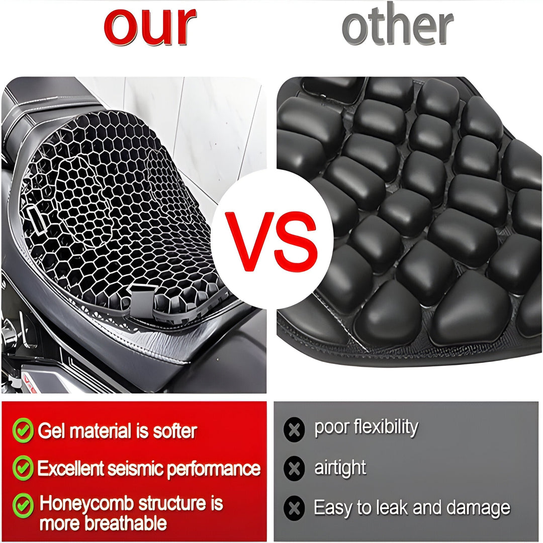 Almohadilla de asiento de motocicleta con gel para confort antideslizante. Ideal para largos viajes.