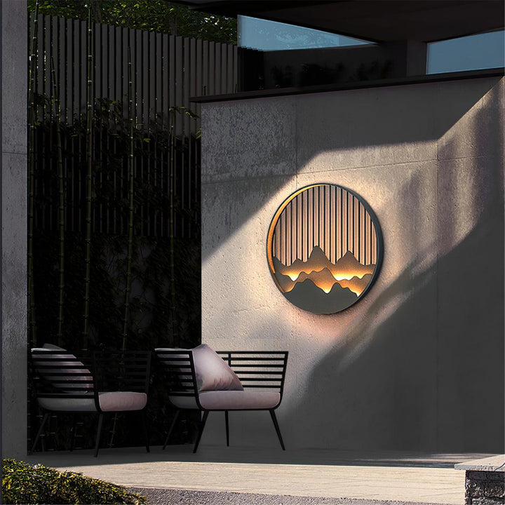 Luz de pared LED con diseño geométrico de montaña, perfecta para salón, dormitorio o pasillo.