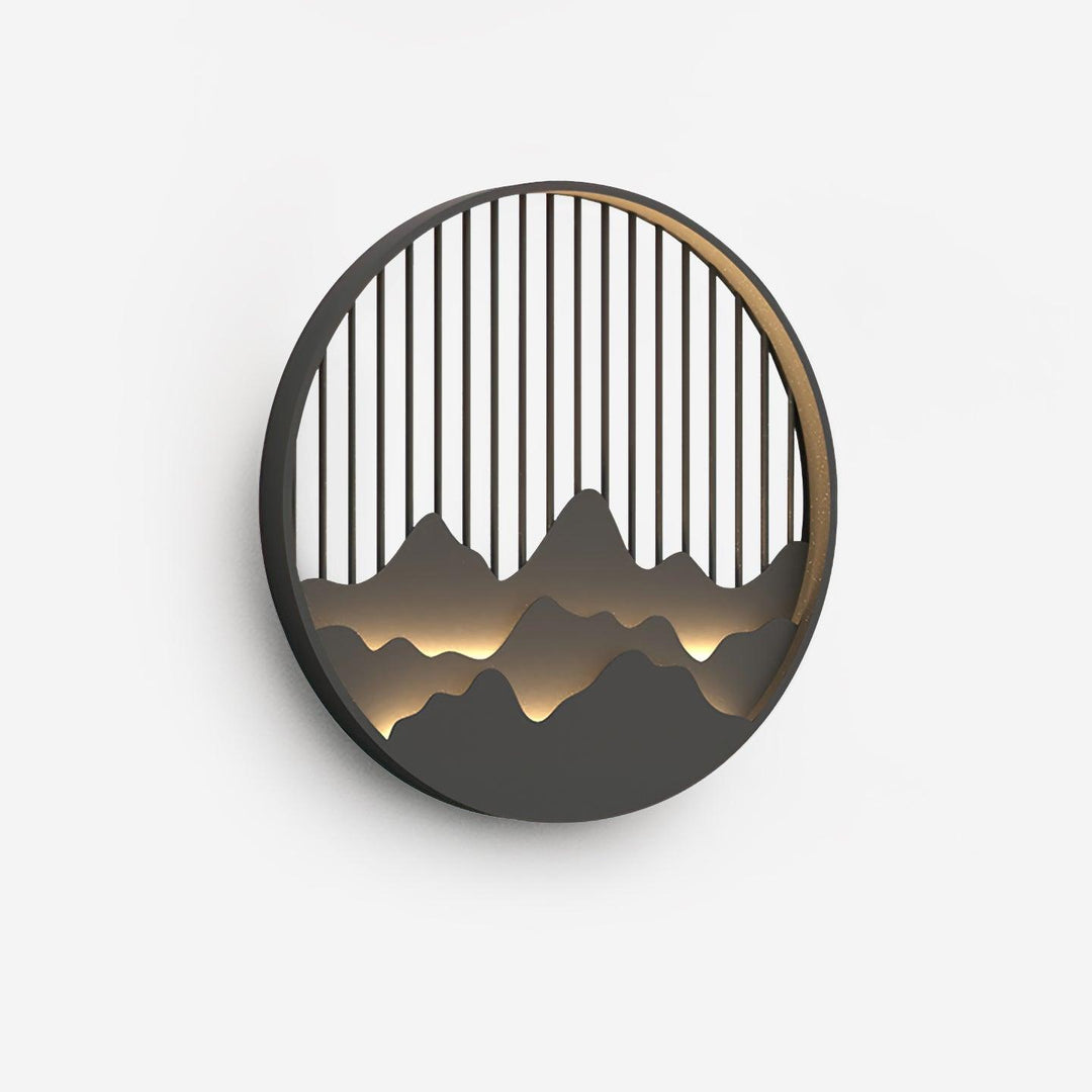 Aplique de pared LED exterior/interior IP65, diseño de paisaje montañoso abstracto.