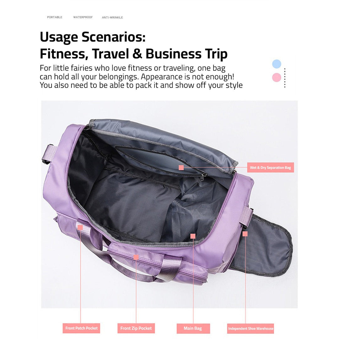 Duffle unisex negro, ideal para deportes, viajes y uso diario, con diseño elegante y práctico.