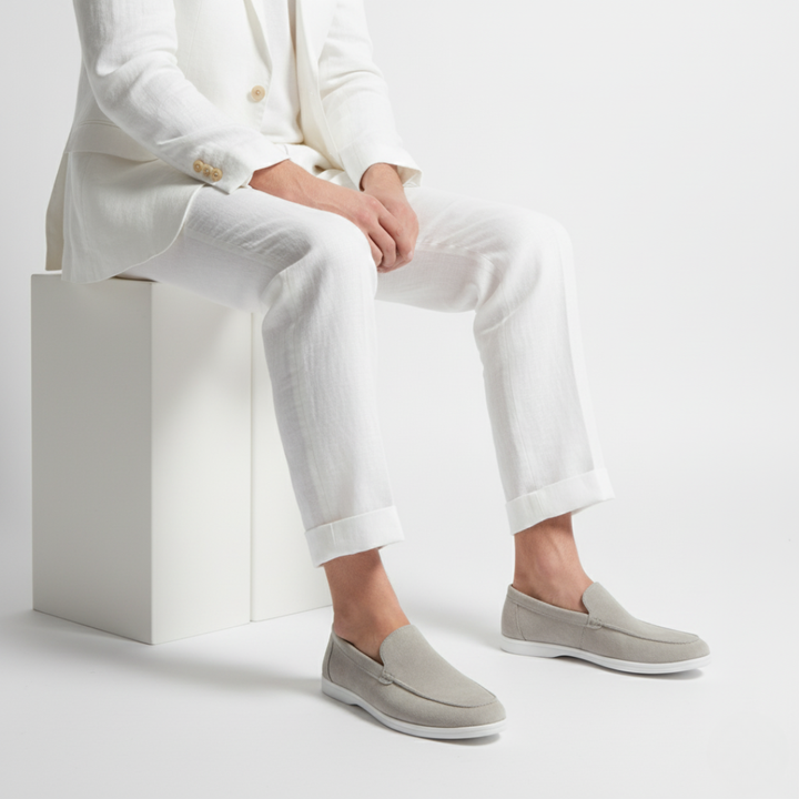 Mocasines de hombre vista superior, diseño slip-on elegante y muy cómodo.