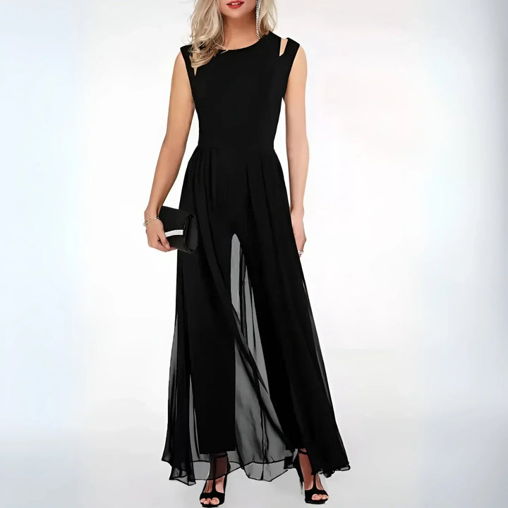 Ropa femenina: mono sin mangas con pierna ancha, estilo versátil para oficina, casual o fiesta.