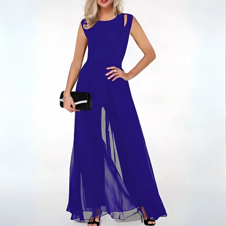 Mono de moda mujer, sin mangas y pierna ancha, estilo elegante. Jumpsuit cómodo para el verano.