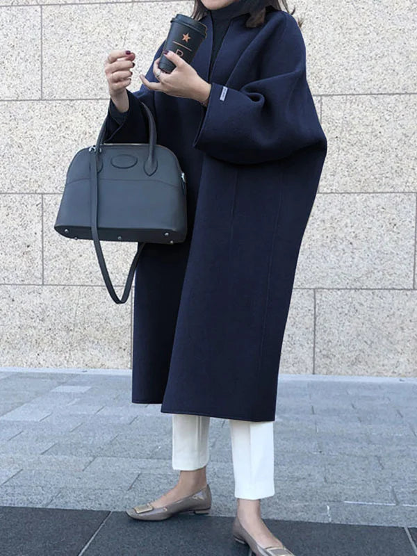Abrigo de lana suave y elegante para mujer, de estilo clásico, perfecto para el frío del invierno.