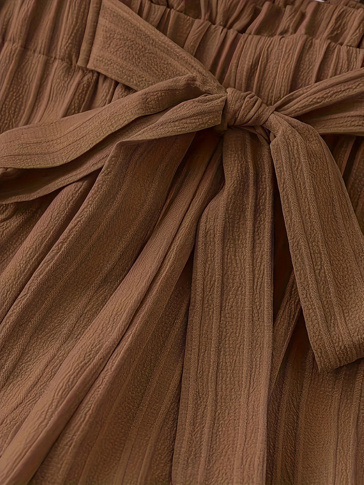 Moda mujer: Pantalones plisados de talle alto y pierna ancha. Color caramelo, elegantes y muy cómodos.