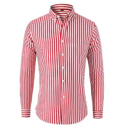Camisa elegante de hombre slim fit, manga larga y cuello clásico. Ropa formal masculina versátil para oficina o casual.