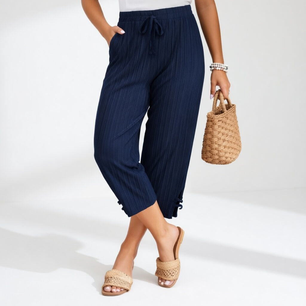 Pantalón de verano fluido para mujer, ultra cómodo. Tejido transpirable, cintura ajustable, perfecto estilo casual.