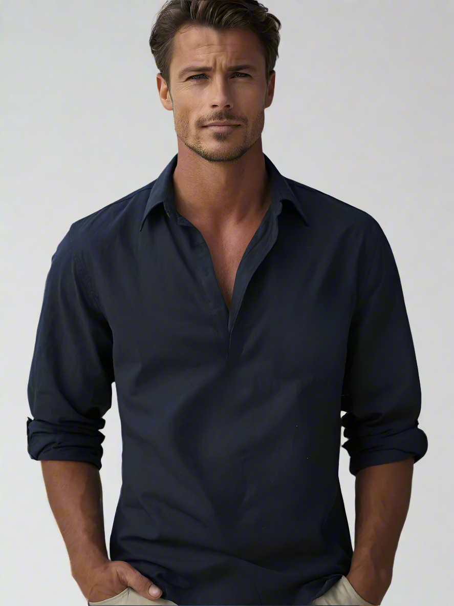 Camisa casual de hombre, estilo relajado para verano. Confort fresco y transpirable.