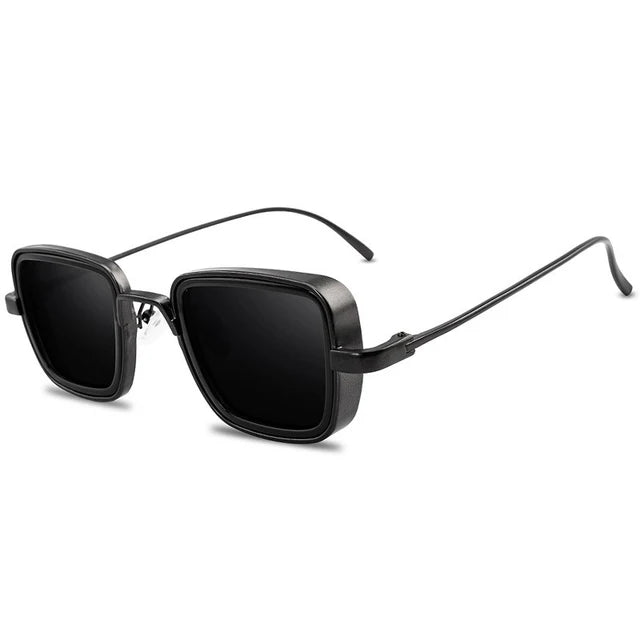 Gafas de sol retro cuadradas unisex UV400, protección ocular, accesorio de moda con montura metal.