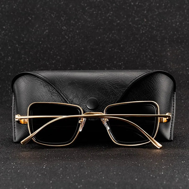 Gafas de sol de moda cuadradas retro, unisex, con protección UV400 y elegante montura metálica.