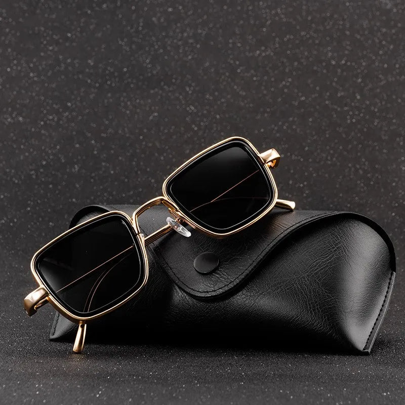 Protección UV400 con gafas de sol cuadradas retro unisex, accesorio de moda elegante.