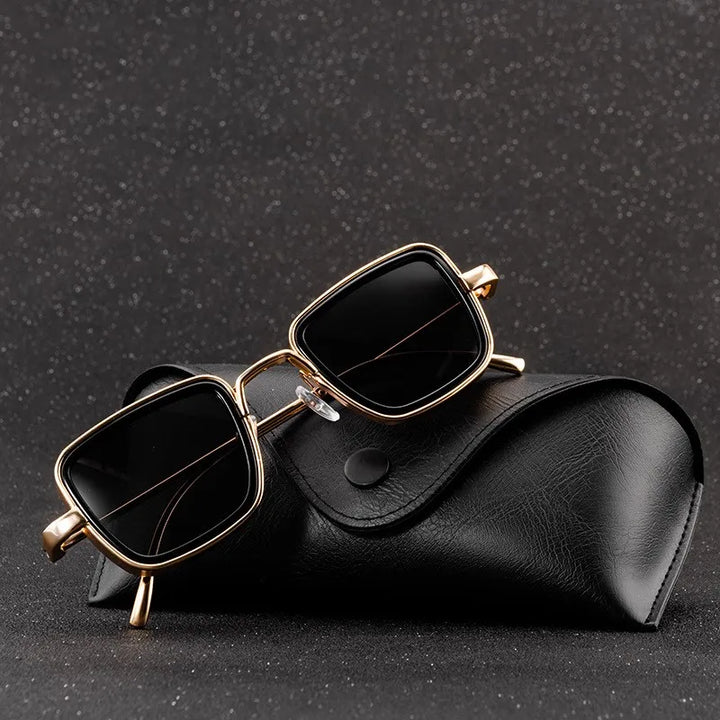 Protección UV400 con gafas de sol cuadradas retro unisex, accesorio de moda elegante.
