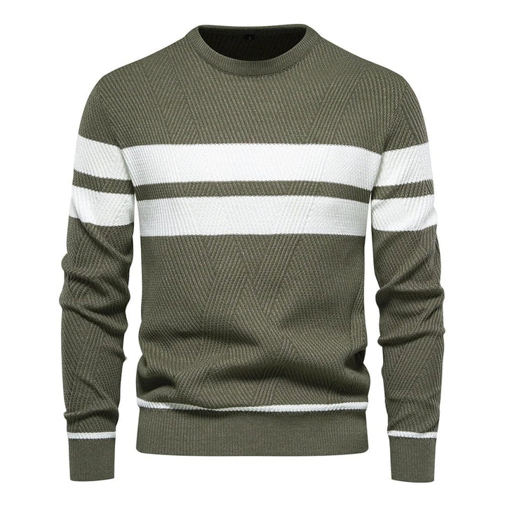 Jersey de hombre de punto slim fit, cuello redondo, mangas largas, ropa casual de invierno.