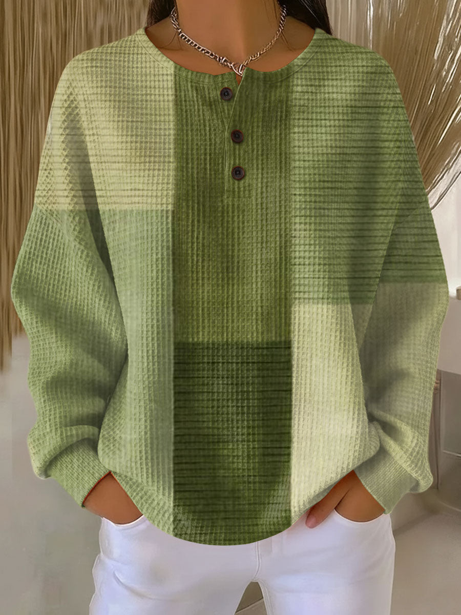 Jersey de punto mujer bicolor verde elegante con diseño patchwork. Ideal moda otoño invierno, ropa cómoda y femenina.