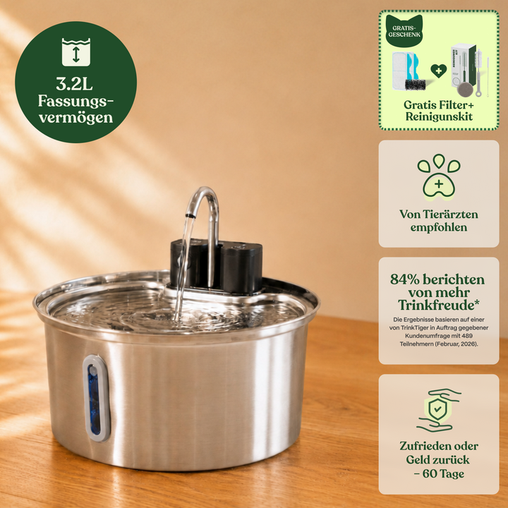 Fuente de agua automática para gatos, 3.2L, inalámbrica, filtración avanzada.