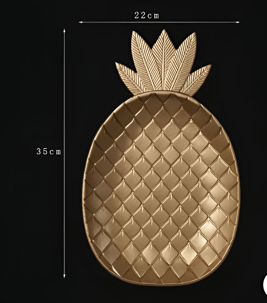 Artículo de mesa: Bandeja botánica nórdica con diseño de hoja dorada. Ideal para servir aperitivos o como adorno.