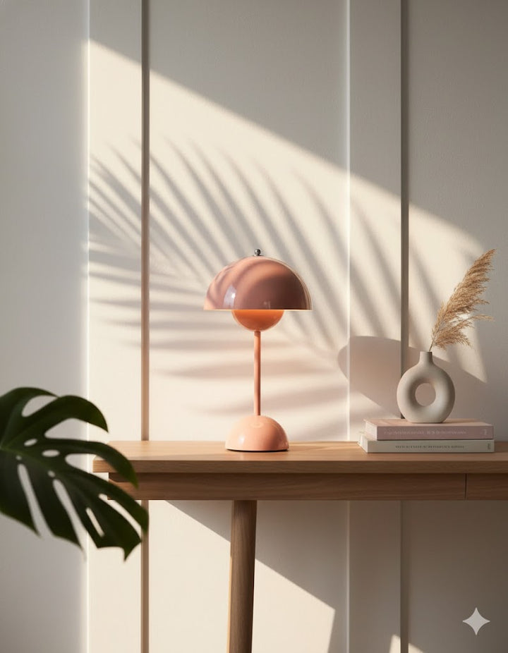 Iluminación para dormitorio: Lámpara de mesa Mid-Century de metal, diseño moderno y funcional.