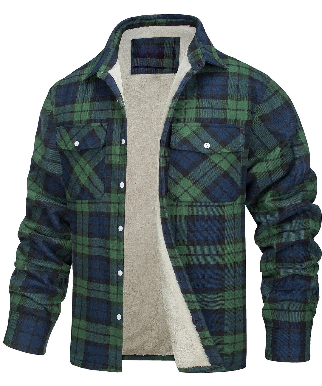 Chaqueta de cuadros para hombre, diseño clásico con botones. Abrigo cálido, perfecto para outfits de invierno.
