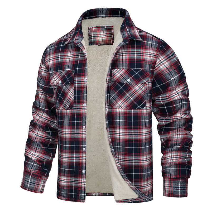 Abrigo de cuadros para hombre, cálido y cómodo. Chaqueta de invierno con botones, perfecta para moda masculina.