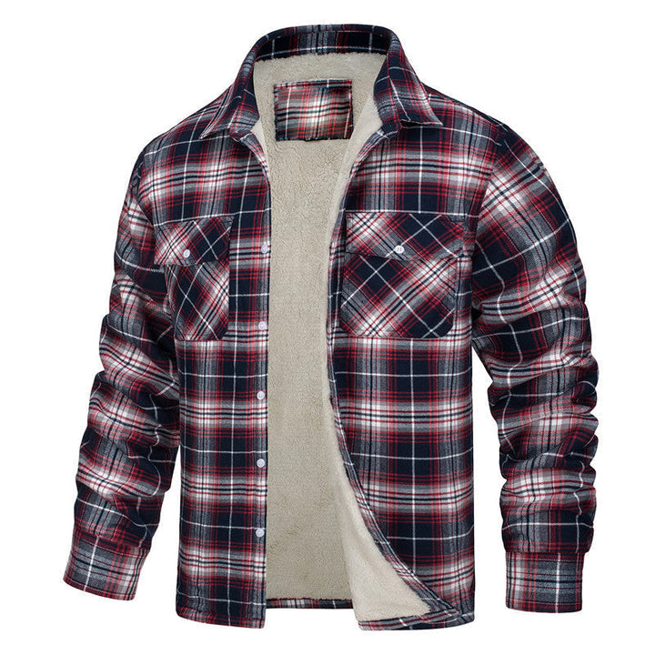 Abrigo de cuadros para hombre, cálido y cómodo. Chaqueta de invierno con botones, perfecta para moda masculina.