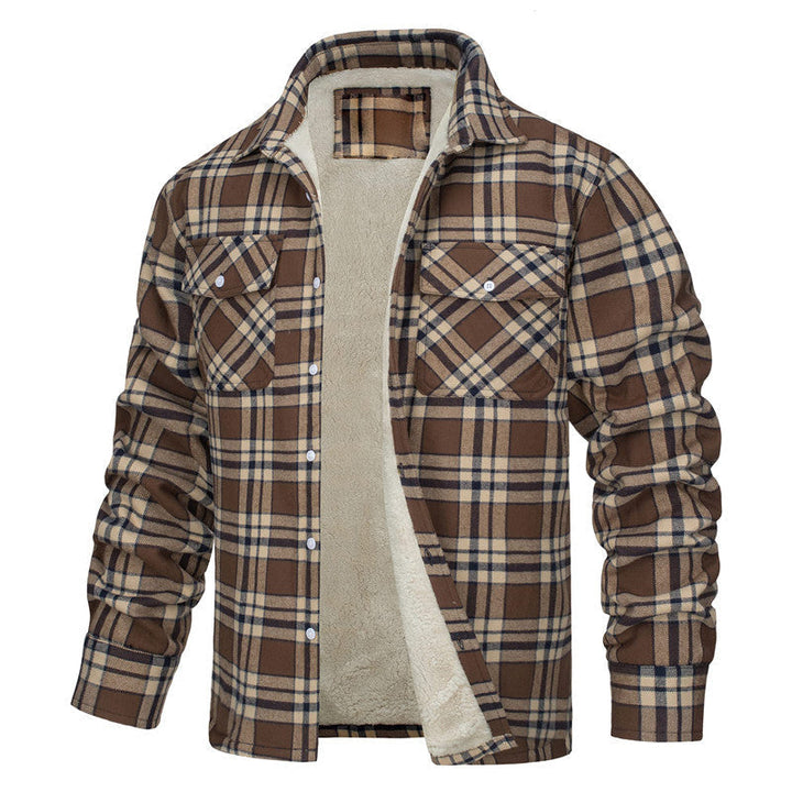 Chaqueta masculina de cuadros, ideal para invierno. Estilo casual y clásico, ropa abrigadora y de moda.