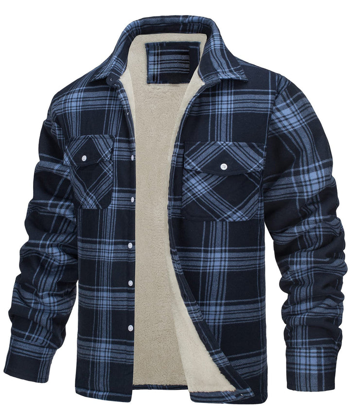 Abrigo casual de cuadros para hombre, estilo clásico. Chaqueta con botones, ideal para el frío invernal.