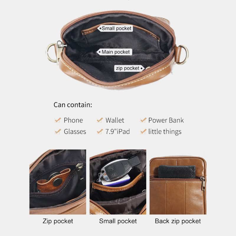 Bolso cruzado de cuero compacto y elegante para hombres.