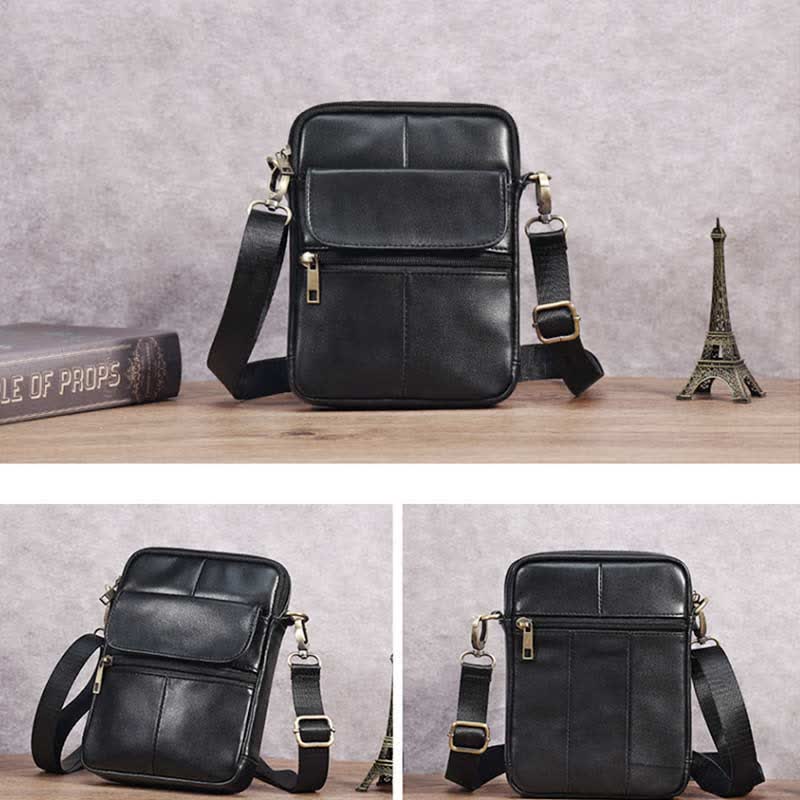 Bolso de hombro de cuero de alta calidad para hombre, diseño compacto y duradero.