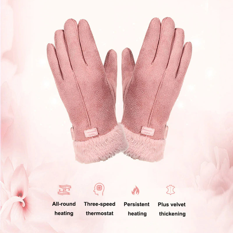 Guantes mujer calefactables 5000mAh, ideales para actividades en frío, esquí, nieve; manos calientes.