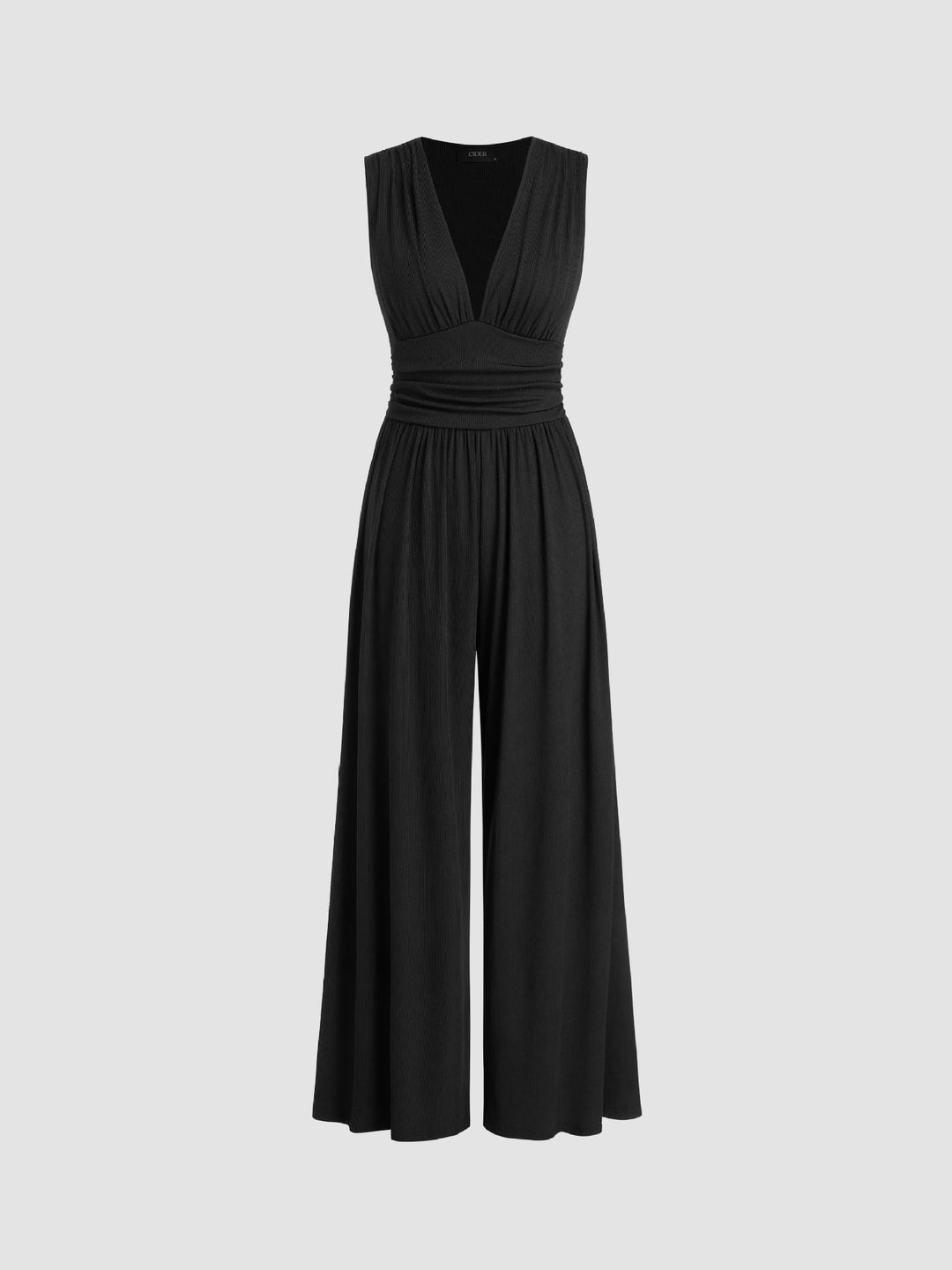Mono de fiesta para mujer con escote V y pierna ancha. Diseño elegante perfecto para ocasiones especiales.