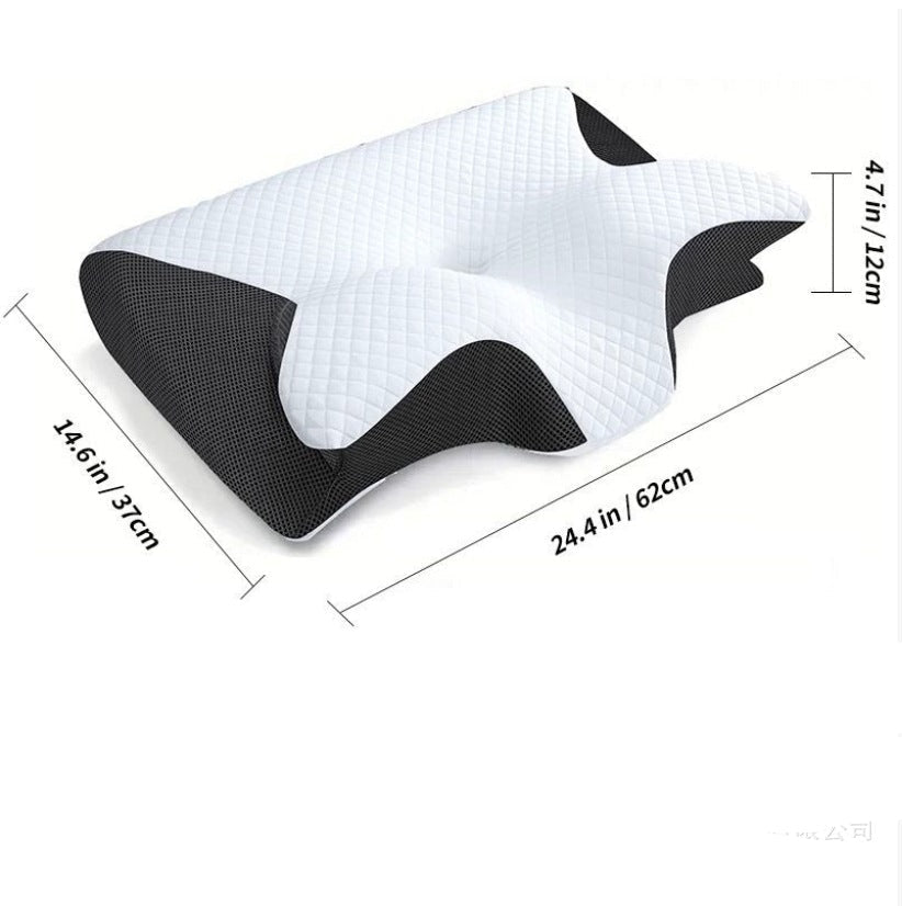 Primer plano de la textura suave de la almohada ergonómica, ideal para un confort nocturno.